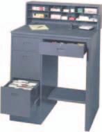 DELUXE SHOP DESK Ideal for shipping and receiving clerks, watchmen and shop foremen. 24" W x 28" D x 3 1/2" H locking drawer that glides quietly on nylon rollers.
