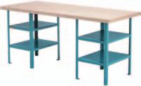 applications Feature 1 3/4" thick solid laminated hardwood top, mounted on all-welded pedestals with 2 shelves Pedestals are 18" W x 24" D x 32" H Overall height: 34" Colour: Kleton blue 3500-lb or