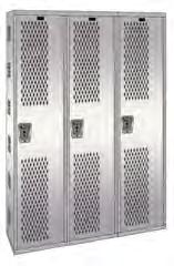 Welded Single-Point Stock Lockers Color: Hallowell Gray [HG] Lockers are painted the same color thoughout welded Single-Point Ventilated stock lockers ship fully-assembled All single tier stock