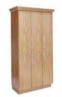 Stock Lockers Club Wood Wardrobe Lockers Color: Natural red oak Body Construction: shall be fabricated from ¾" plain sliced red oak plywood throughout including sides, backs and hat shelves.