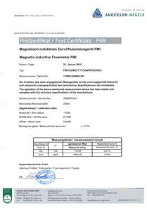 1 EN 10204 Calibration certificate 3-A USP Class VI