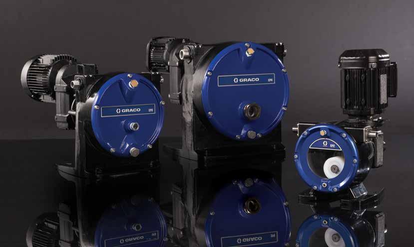 Graco EP Series Peristaltic Hose Pump Technology Single, oversized roller compresses a low friction hose through a full 360-degrees of rotation More flow per revolution than conventional designs
