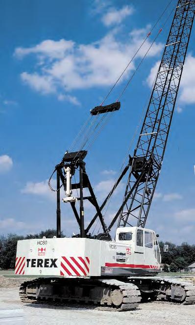 HC 80 Hydraulic Crawler Crane FEATURES 80 tons (73 mt) max lift capacity 200 ft. (61 m) max lift crane boom length 170+60 ft. (52+18 m) max lift crane boom & jib length 240 ft.