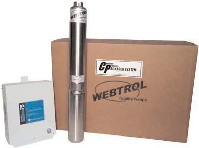 The Webtrol CP Package System is a submersible pump/motor designed to maintain constant water pressure using a standard 1.