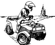 If you re to the left of the ATV, turn the handlebar all