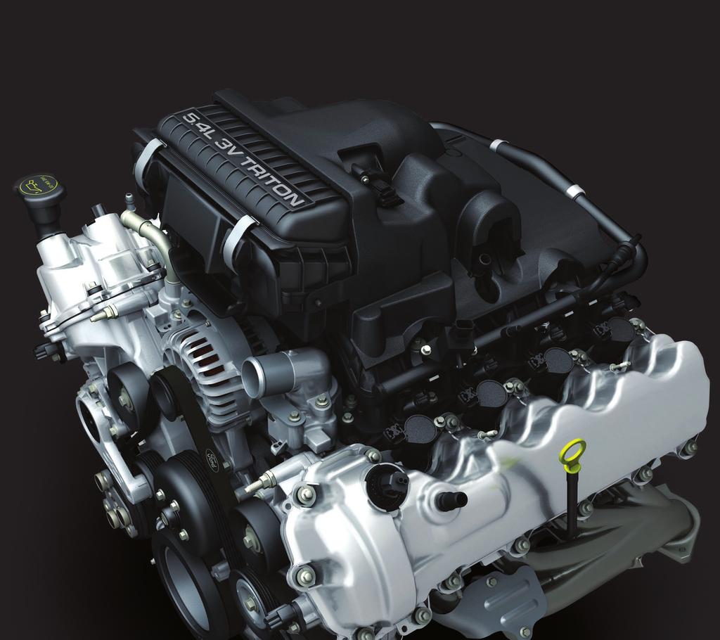 The available 5.4L Triton V8 has three valves instead of the conventional two. Which means it can breathe better.