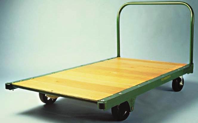 PLATFORM TRUCKS STEEL BOUND to 4,000 lbs. Built for strength and mobility for uniformly distributed loads up to 4000 Ibs. Hardwood deck boards are bolted to steel frame.