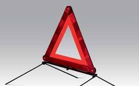 Warning triangle This high-visibility triangle is lightweight but stable and can be folded together to save space.