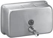 SOAP DISPENSERS WALL MOUNTED 5-1/8" (130 mm) 7-1/2" (191 mm) 5-1/2" (140 mm) MODEL 6531 Stainless steel with architectural satin finish. Locked cover removes for filling. Holds 44 oz.