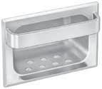 5-1/2" (140 mm) MODEL 940 Satin Finish 5" (127 mm) Recess-mounted stainless steel soap dish. Unit anchors in masonry walls with mortar lugs.