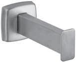 Finish 2" SQ. (51 mm) 4" (102 mm) Surface-mounted stainless steel, double robe hook.