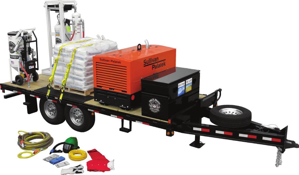 The Sullivan Palatek D185P2JD single stage, rotary screw compressor has been positioned on the trailer to allow easy access to the controls and fuel tank as well as all maintenance areas.