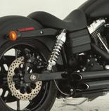Unique Machined aluminum spring perches and street rod styling with smooth lines and a polished chrome body. Available in chrome or contrast cut black anodized finish to match the look of your bike.
