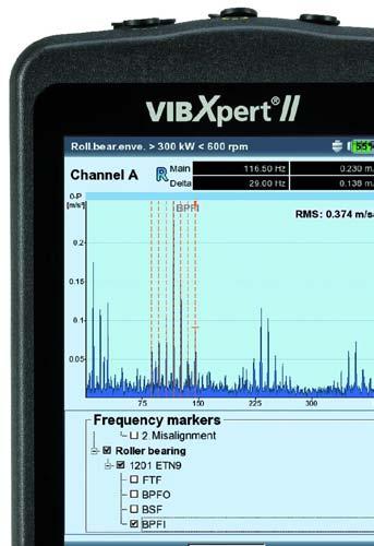 VIBXPERT II Super fast FFT analysis, data collection and balancing system now with a superb high resolution colour screen VIBXPERT is versatile: 1 or 2 channel FFT analysis Time signal analysis Orbit