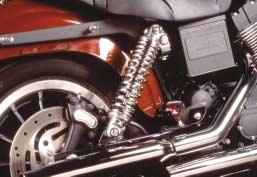 These highquality, low cost steel-bodied replacement shocks are available in black or chrome for most twin shock models and chrome or corrosion resistant zinc finish for Softail models. Sold in pairs.