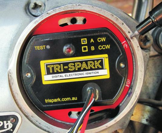 Mark the engine casing adjacent the B line on the outer  Install the Tri-Spark rotor with its two magnets inline