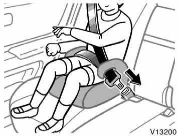 Run the lap and shoulder belt through or around the booster seat and across the child following the instructions provided by its manufacturer and insert the tab into the buckle taking care not to