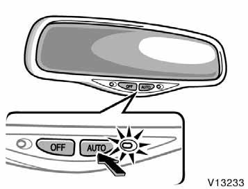 Auto anti glare inside rear view mirror Type A Type B Adjust the mirror so that you can just see the rear of your vehicle in the mirror. This mirror is equipped with auto anti glare function.