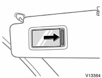 CAUTION Do not extend the plate at the end of the sun visor when the visor is in the position 1. It can cover the anti glare inside rear view mirror and obstruct the rear view.