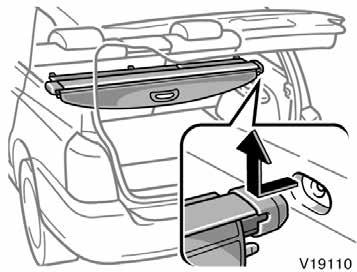 REMOVING LUGGAGE COVER To remove the luggage cover, push in the left end to release the right end, and lift