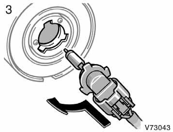 above by yourself. You may damage the vehicle. 2. Pull the bulb out of the bulb base and install a new bulb. If the connector is tight, wiggle it. 3.