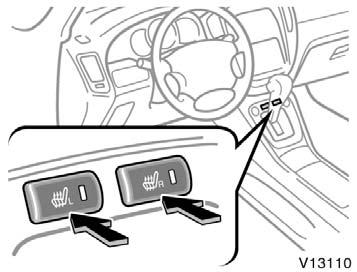 Seat heaters To turn on the seat heater, push the switches ( L switch for the left front seat and R switch for the right front seat).