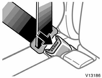 4. To remove the infant seat, press the buckle release button and allow the belt to retract completely. The belt will move freely again and be ready to work for an adult or older child passenger.