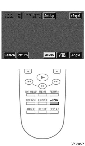 CHANGING AUDIO LANGUAGE (DVD video only) Push the Audio switch on the screen and then the changing audio language screen will appear.
