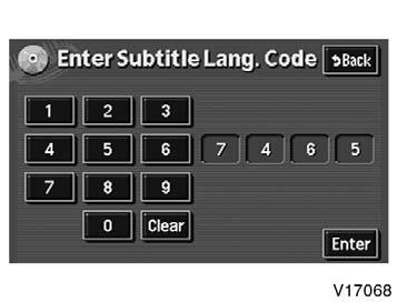 To enter the code of the language you want to read, push the number of the language code. For details about the language codes, see the language code list.