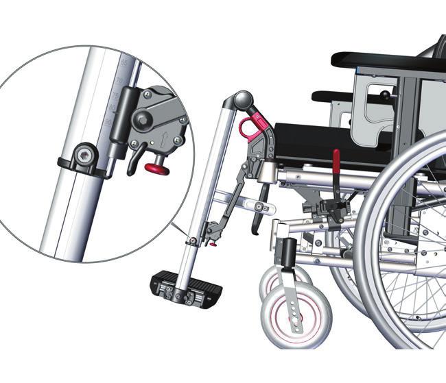 Foot plate height adjustment: The foot plates are step less height adjustable. Unfix the adjustment screw so that the adjustment bar moves freely.