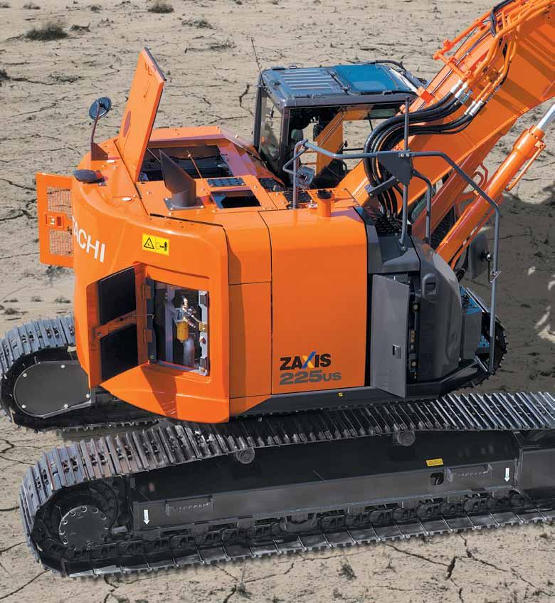 ZX225US-5 MAINTENANCE Hitachi has designed its new range of ZAXIS medium excavators with easy access for routine maintenance and servicing.