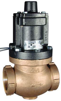 BULLETIN 6-SR BRONZE SOLENOID VALVES TYPE SR FULL PORT - NORMALLY OPEN TO 3 PIPE SIZE Valve closes when energized and opens when de-energized.