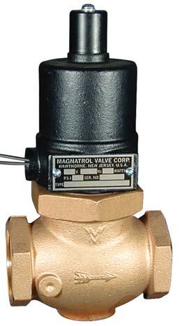 BULLETIN 6-GR BRONZE SOLENOID VALVES TYPE GR FULL PORT - NORMALLY OPEN 1 TO 3 PIPE SIZE Valve closes when energized and opens when de-energized.