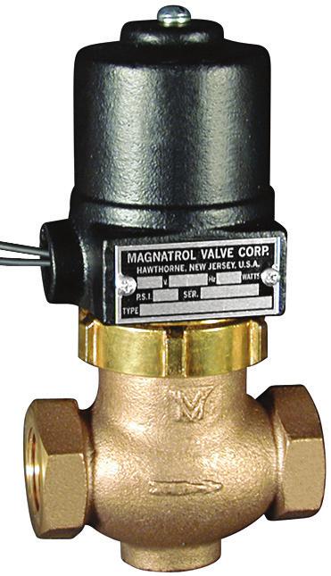 BULLETIN 6-UNIVERSAL MOUNT/ANY POSITION BRONZE SOLENOID VALVES 212 F Except valves listed for 0 TYPE P FULL PORT - NORMALLY CLOSED TO 1- PIPE SIZE Valve opens when energized and closes when
