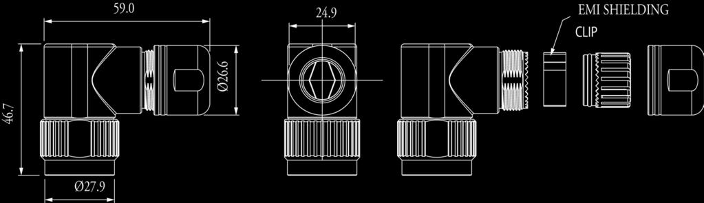 6mm Dimensions Backshell Short Cord Grip (straight)