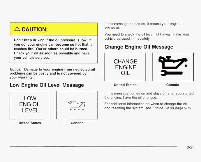 Don t keep dl I vlily if the oil pressure is low. If you do, your engine can become so hot that it catches fire. You or others could be burned.