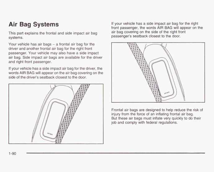 ~~ ~~ ~ Air Bag Systems This part explains the frontal and side impact air bag systems.
