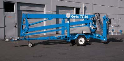 Industry-Leading Working Range For the ultimate in towable reach and range, you can t beat the Genie TZ -50 trailer-mounted boom lift. With a working height of 55 ft 6 in (17.09 m), 29 ft 2 in (8.
