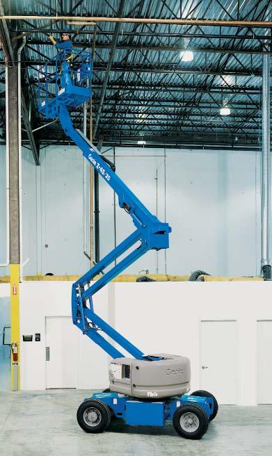 Self-Propelled Articulating Boom Lifts Electric Precise Positioning and Control The self-leveling platform rotates 90 to either side on non-jib models.