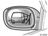 ) Tilt steering wheel Outside rear view mirrors 68 To change the steering wheel angle, hold the steering wheel, push down the lock release lever, tilt the steering wheel to the desired angle and