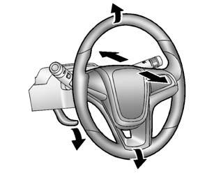 5-2 Instruments and Controls Controls Steering Wheel Adjustment To adjust the steering wheel: 1. Pull the lever down. 2. Move the steering wheel up, down, forward, and backward. 3.
