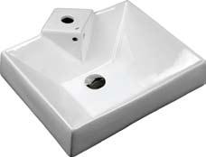 Semi-Recessed Sink Square Shape with Angled Sink Interior Faucet Ledge Sits on Top of Counter or