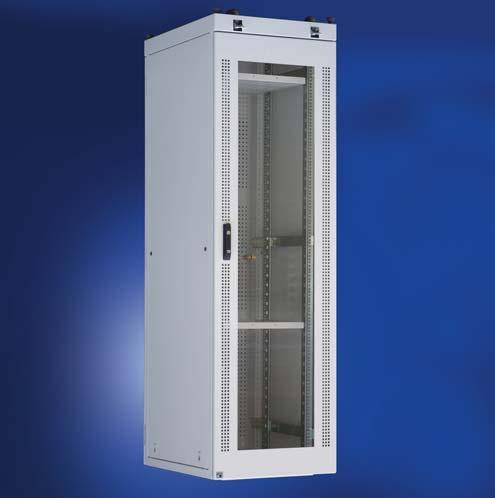 IT Server FlexiRack Model E7 Vertical open profiles, punched with 25 mm hole pattern. Rack frame consisting of 4 pieces of vertical profiles welded to the top and bottom frames.