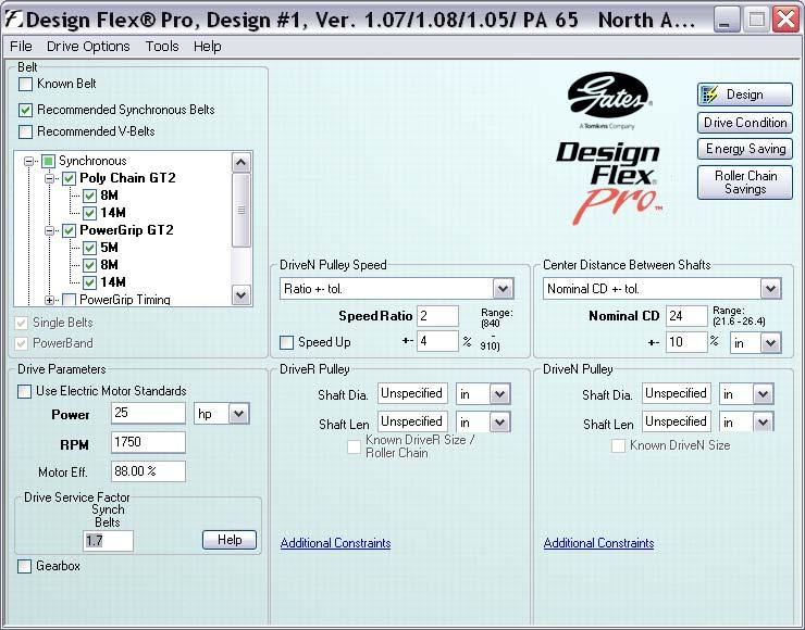 In addition to designing belt drives, Design Flex Pro may be used to: Determine proper belt installation tension Calculate belt pull Determine the belt horsepower capacity Estimate the energy savings