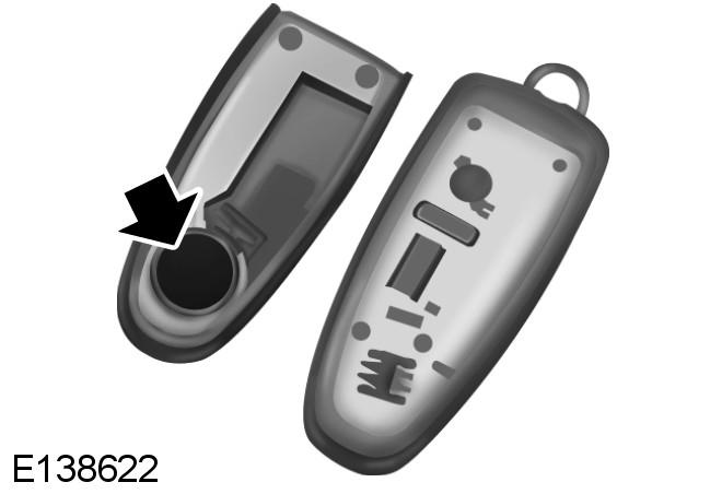 Remove the backup key from the transmitter. 3. Remove the old battery. 4. Insert a new battery with the + facing downward.
