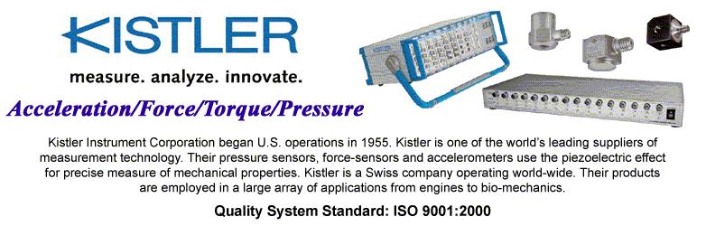 Kistler s core competence is the development, production and use of sensors for measuring pressure, force, torque and acceleration.
