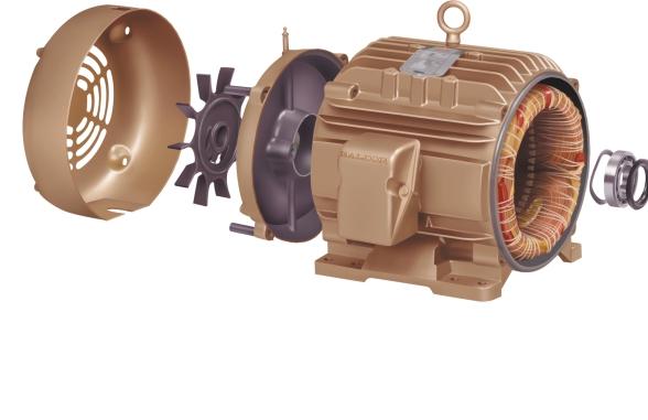 Baldor Super-E: Premium efficiency inside and out Fan and fan cover designed for maximum cooling and quieter operation End turns laced both ends Over-sized cast iron conduit boxes, exceeding NEC