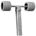Galvanized with grey wobble rollers & 40mm square leg. # 3110 Wide Double Rolla-Matic.