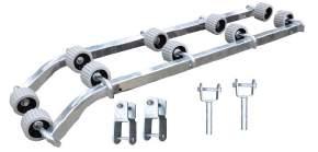 Adjustable to suit most boat hulls. Complete as shown with wobble rollers & 40mm square leg.