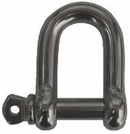 These shackles are non-load rated and SHOULD NOT be used in any load bearing or lifting applications! Grade of Stainless Inside Length Inside Width @ Pin 50LSP-SS08 1/4 Type 316 1 1/16 1/2 0.